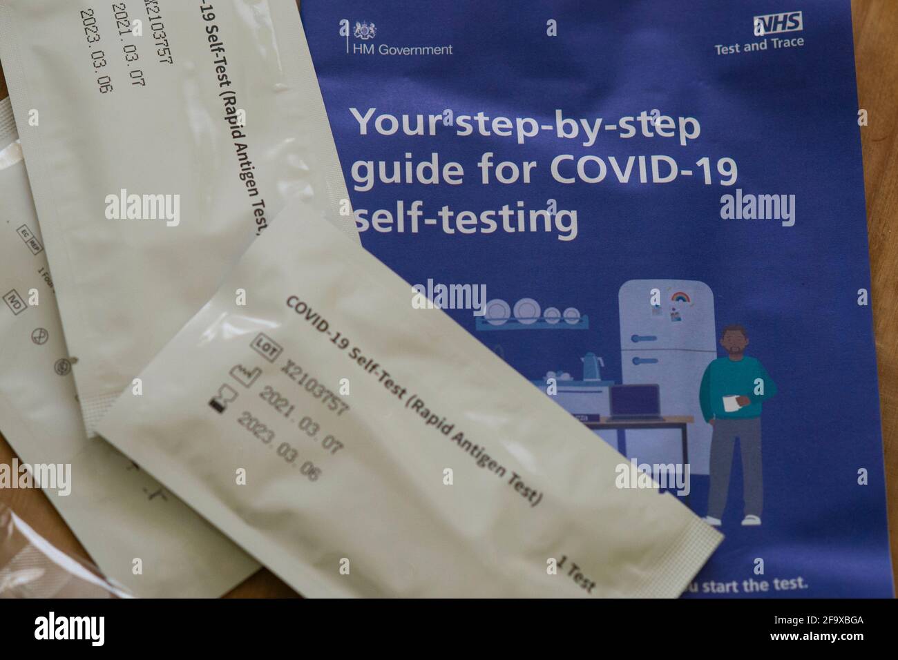 Coronavirus rapid home testing kit, rapid antigen test Stock Photo
