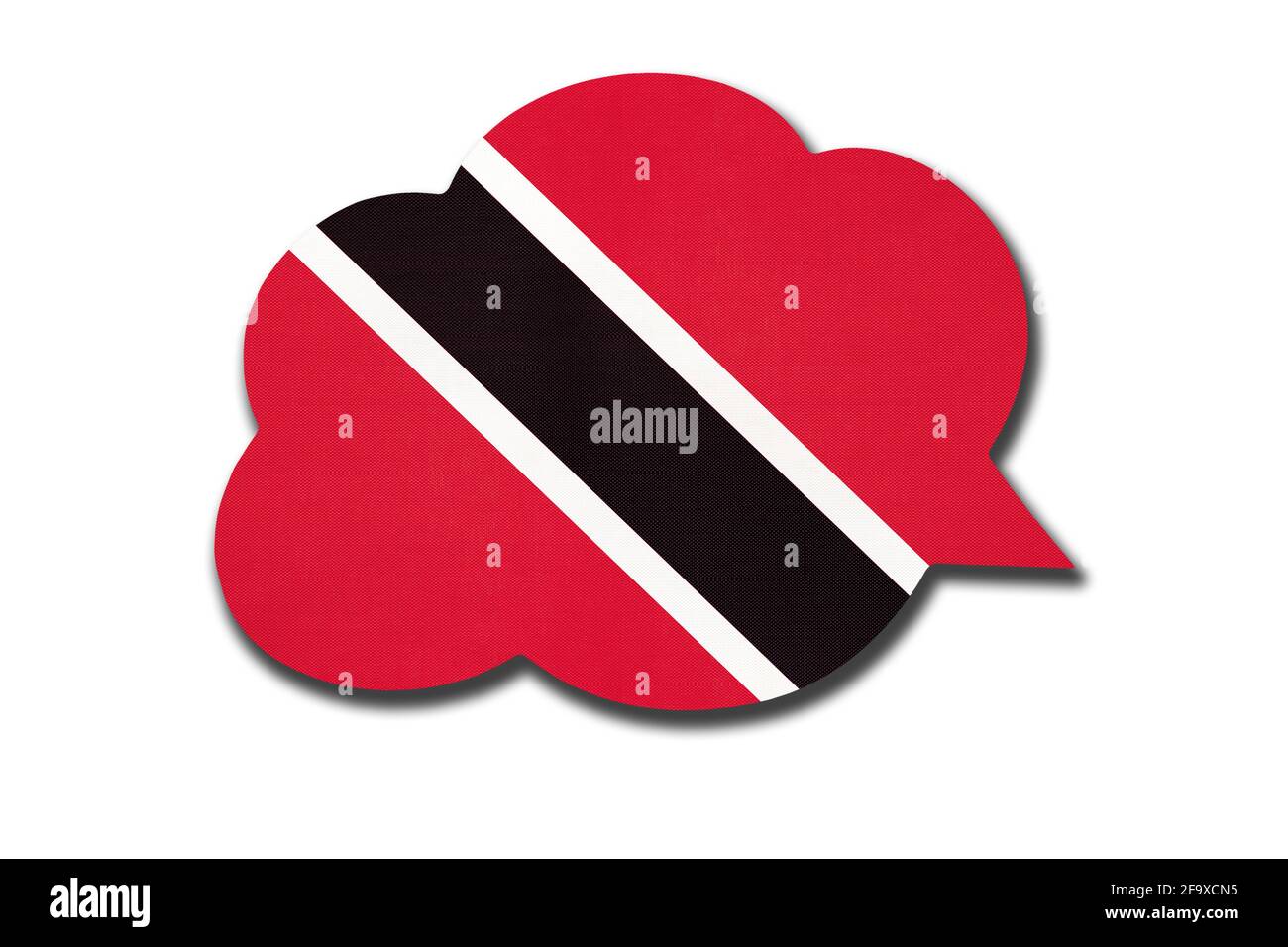 3d speech bubble with Trinidad and Tobago national flag isolated on white background. Symbol of country. World communication sign. Stock Photo