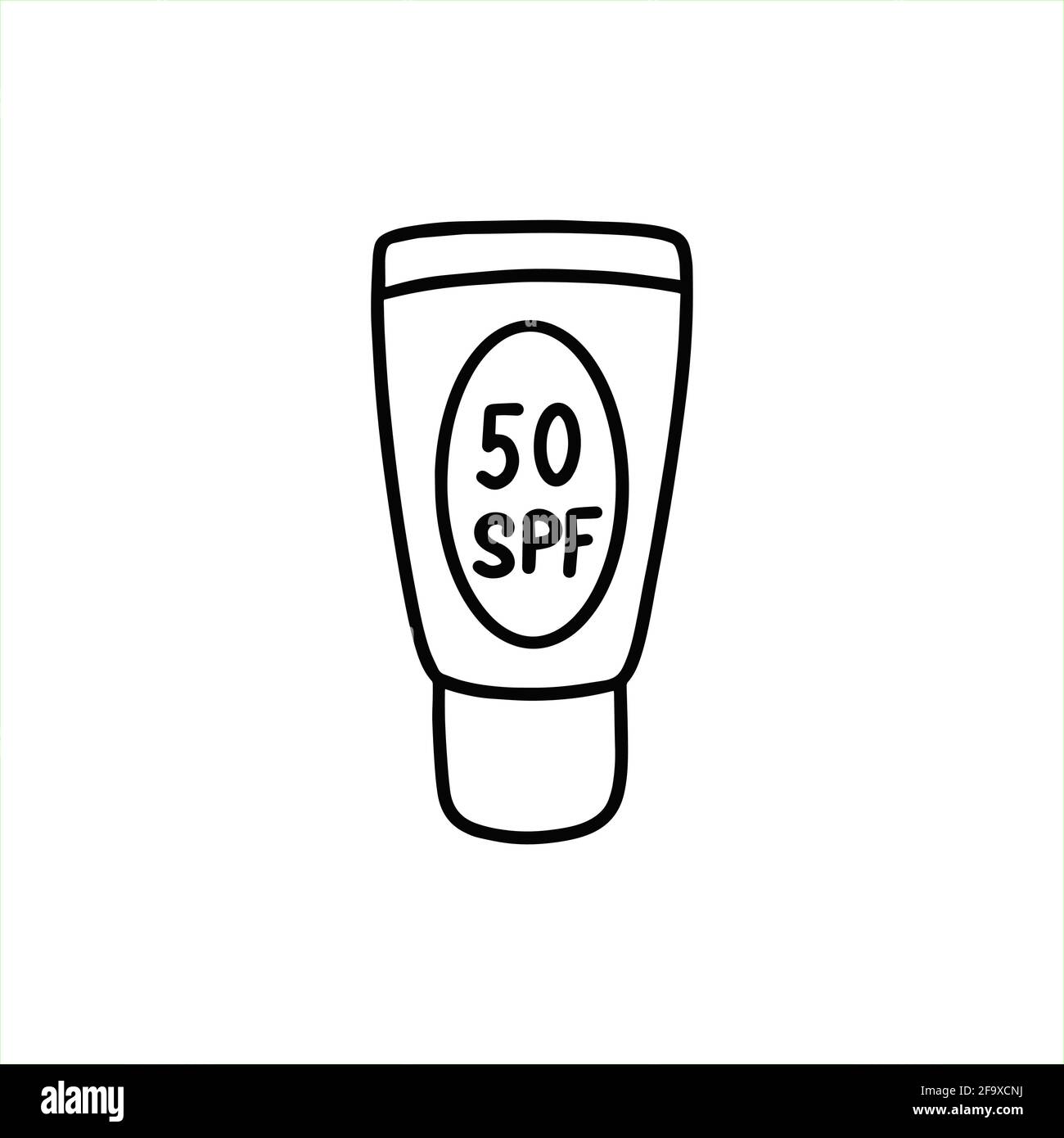 Sunscreen in a tube. Packaging of sunscreen. Suntan product with SPF. Vector illustration in