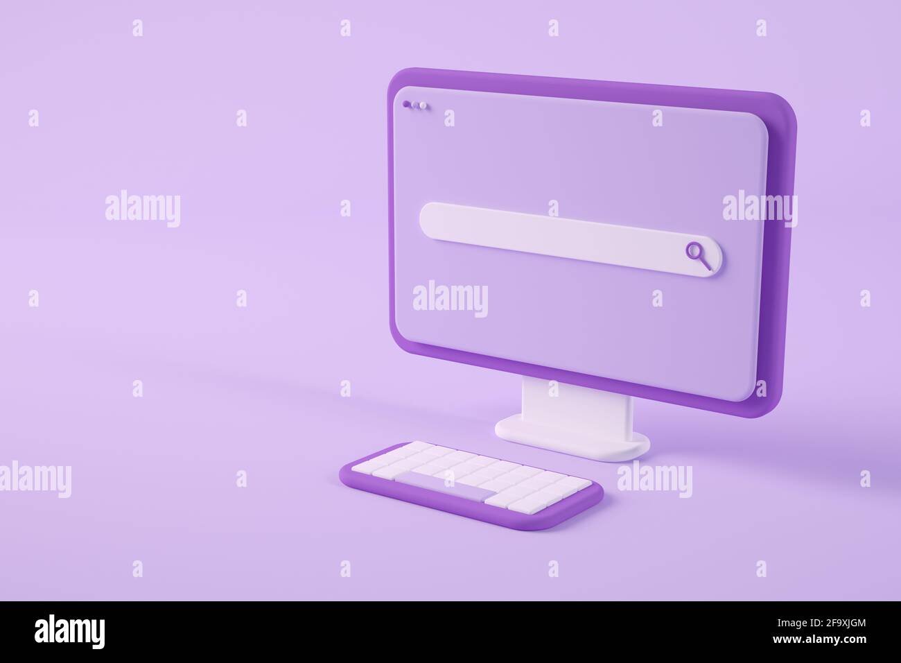Minimal purple computer with online search 3d rendering Stock Photo