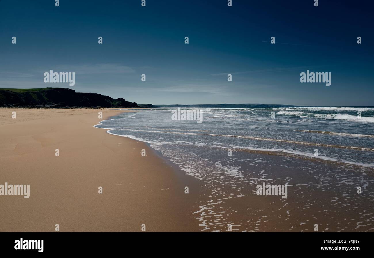deserted coast at Sandymouth beach, Cornwall Stock Photo