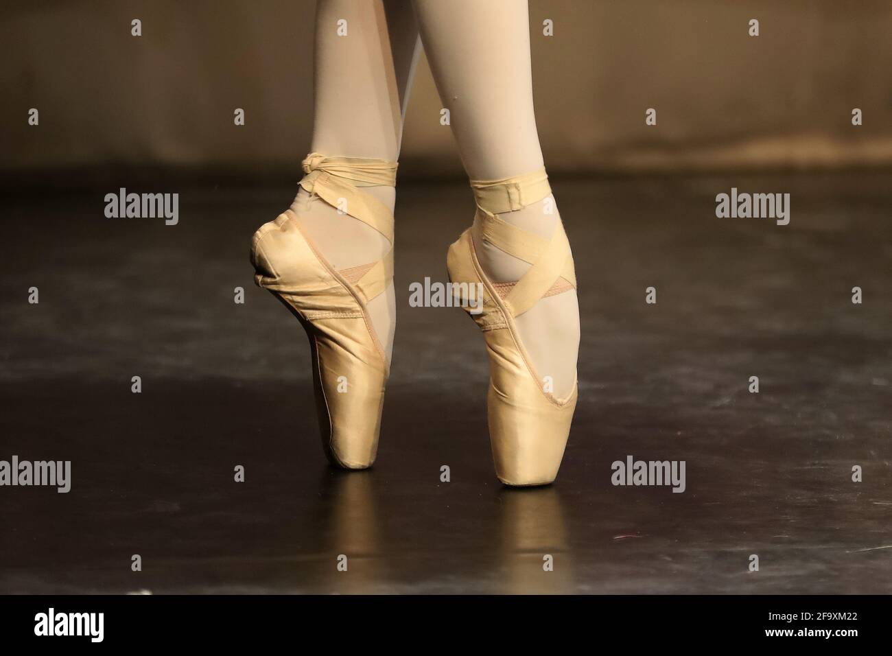 ballerina's feet in shackles Stock Photo