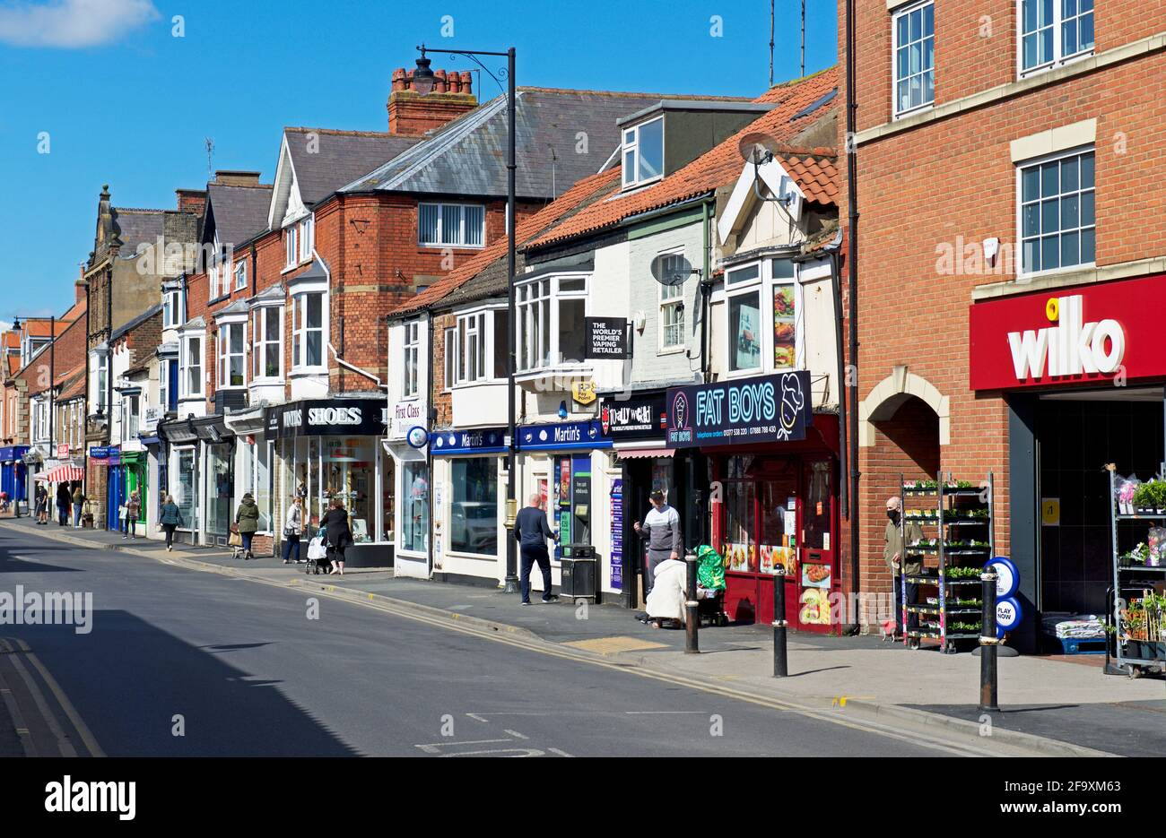 Shops on the High Street, Driffield, East Yorkshire, England UK Stock
