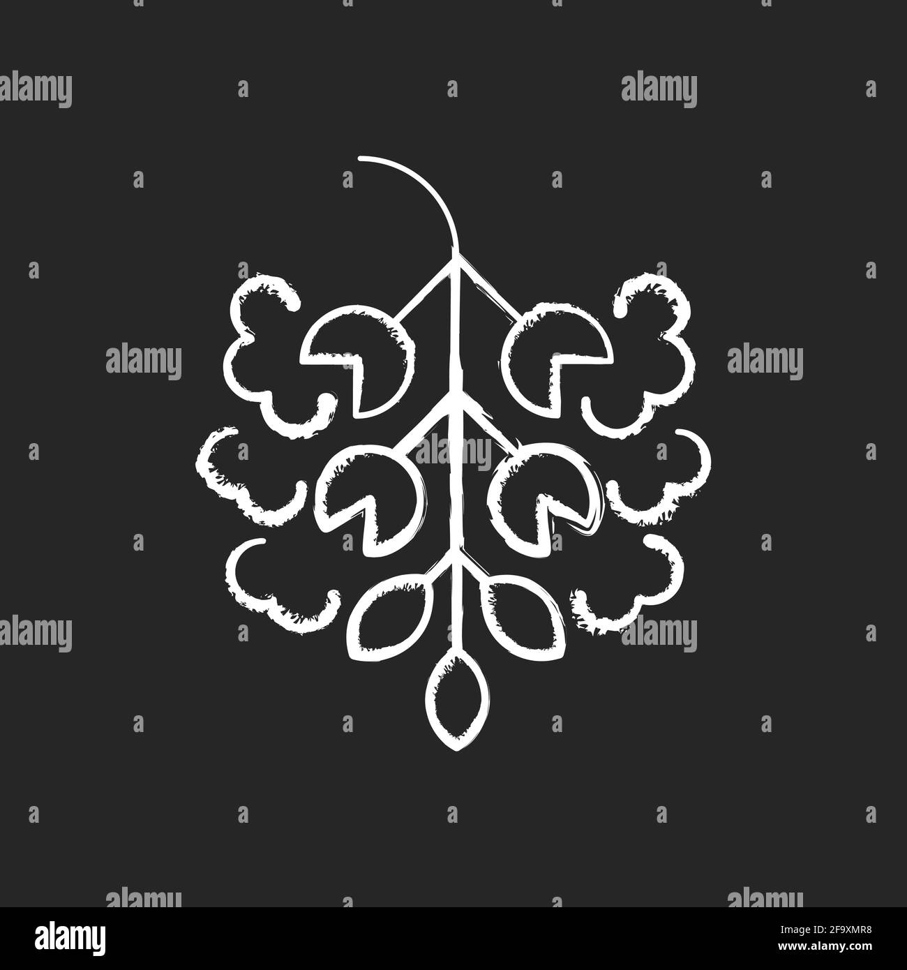 Poplar tree pollen chalk white icon on black background Stock Vector