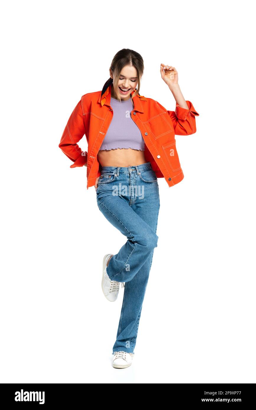 Blonde girl blue top jeans hi-res stock photography and images - Alamy-thanhphatduhoc.com.vn