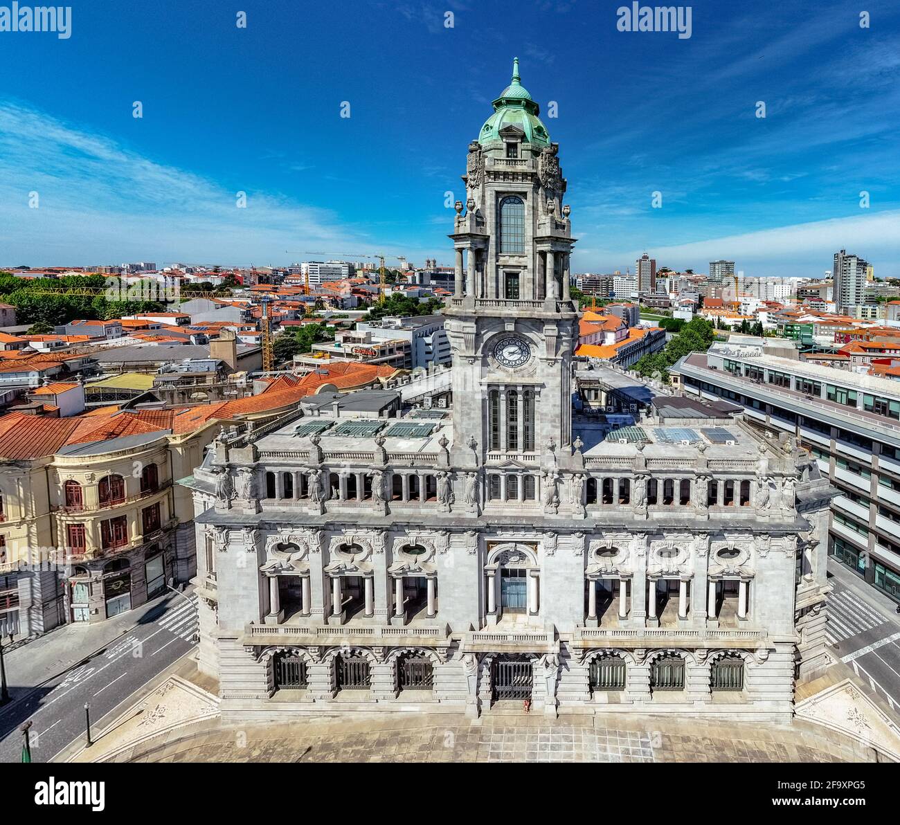 Aerial Drone View - The Iconic and Majestic City Hall and its Clock ...