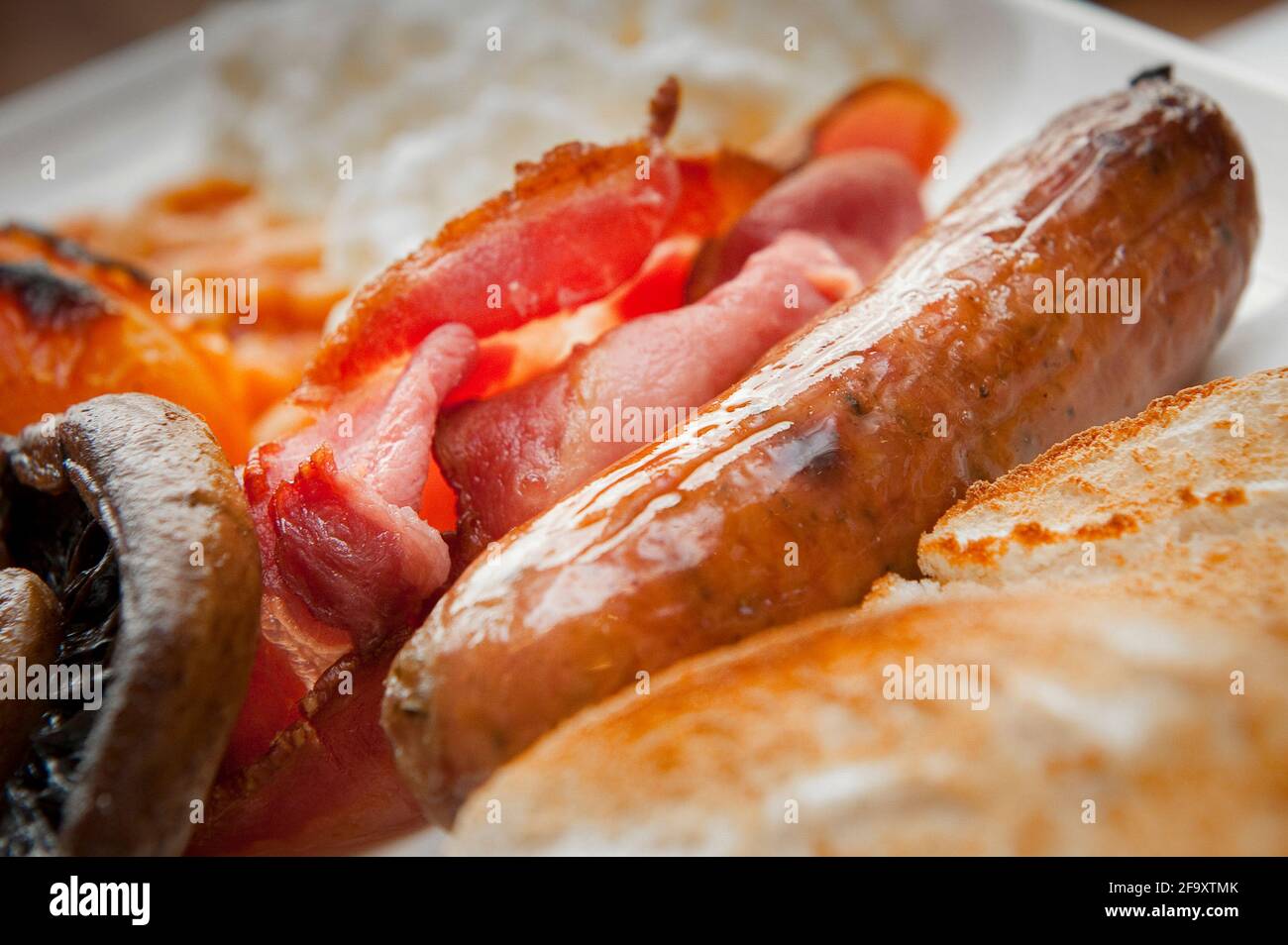 Close up of a full English fried breakfast. Stock Photo