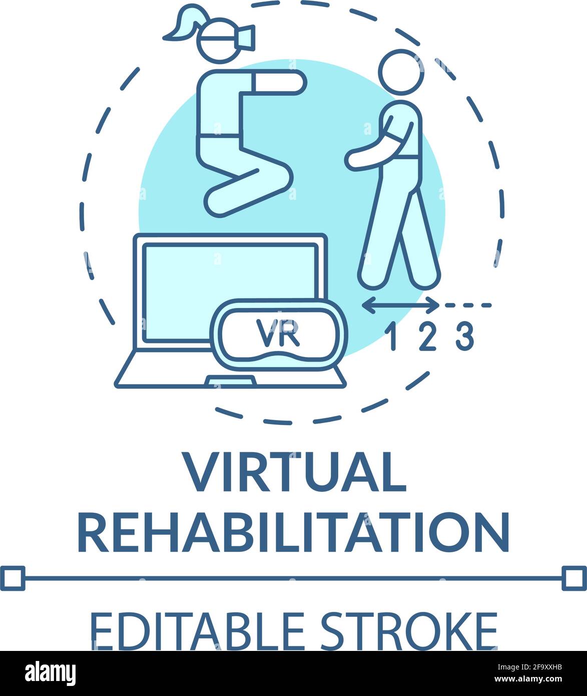 Virtual rehabilitation concept icon Stock Vector