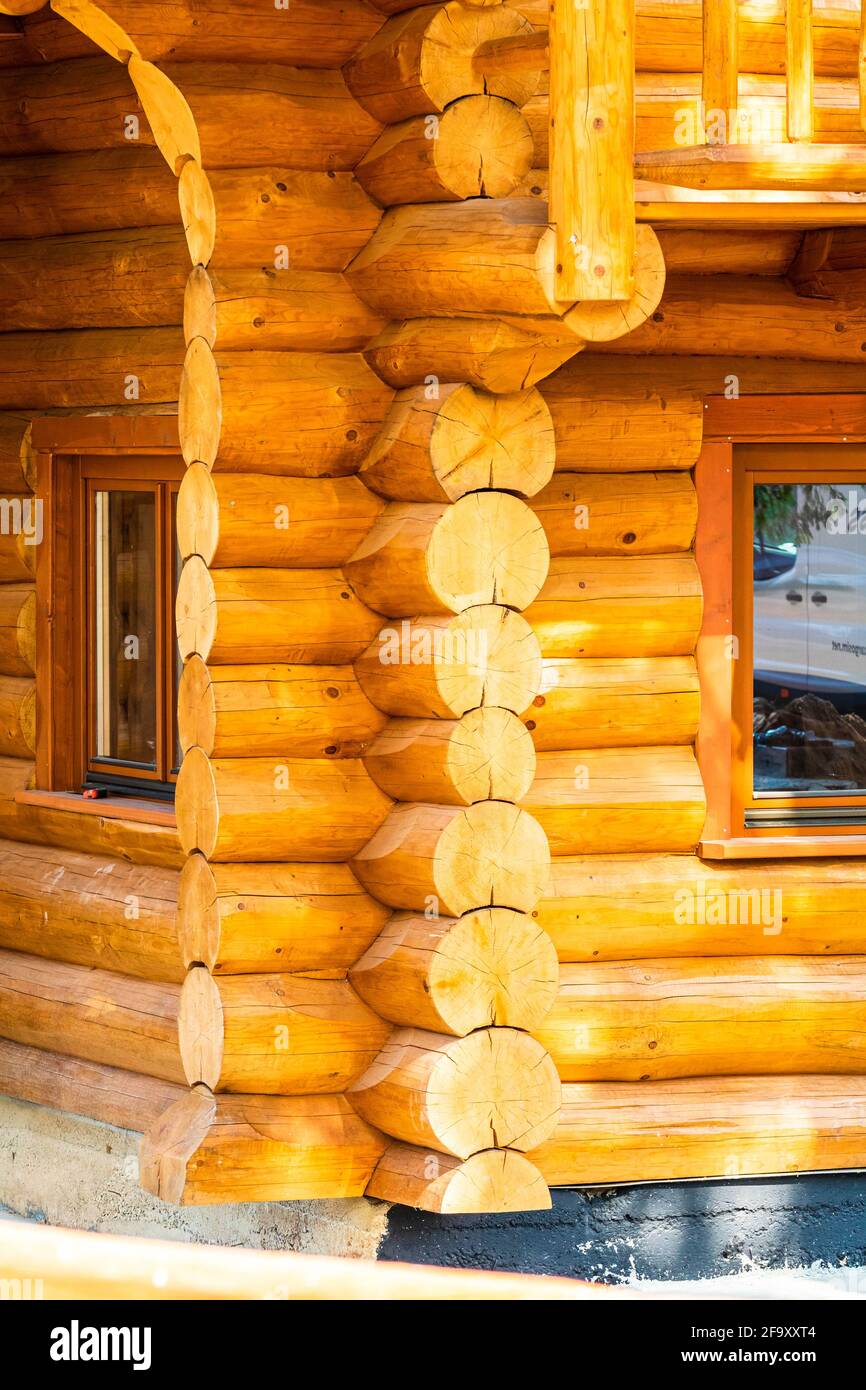 Typical wooden house details, mountain house in Bihor, Romania Stock
