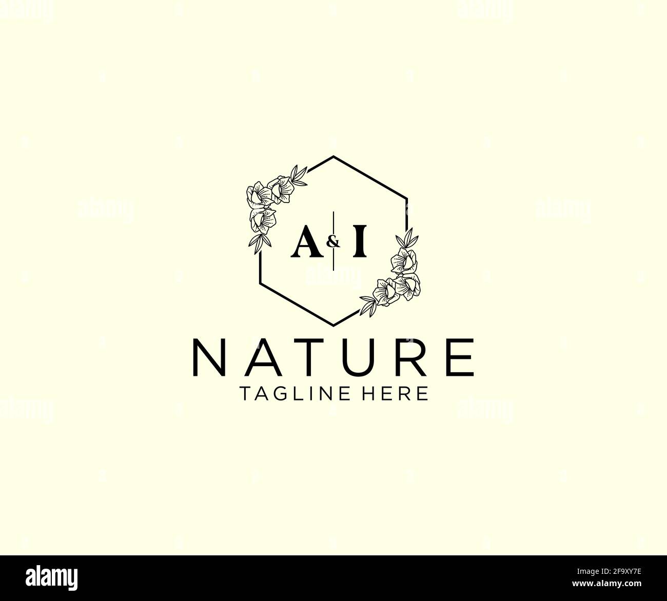 AI letters Botanical feminine logo template floral, editable premade ...