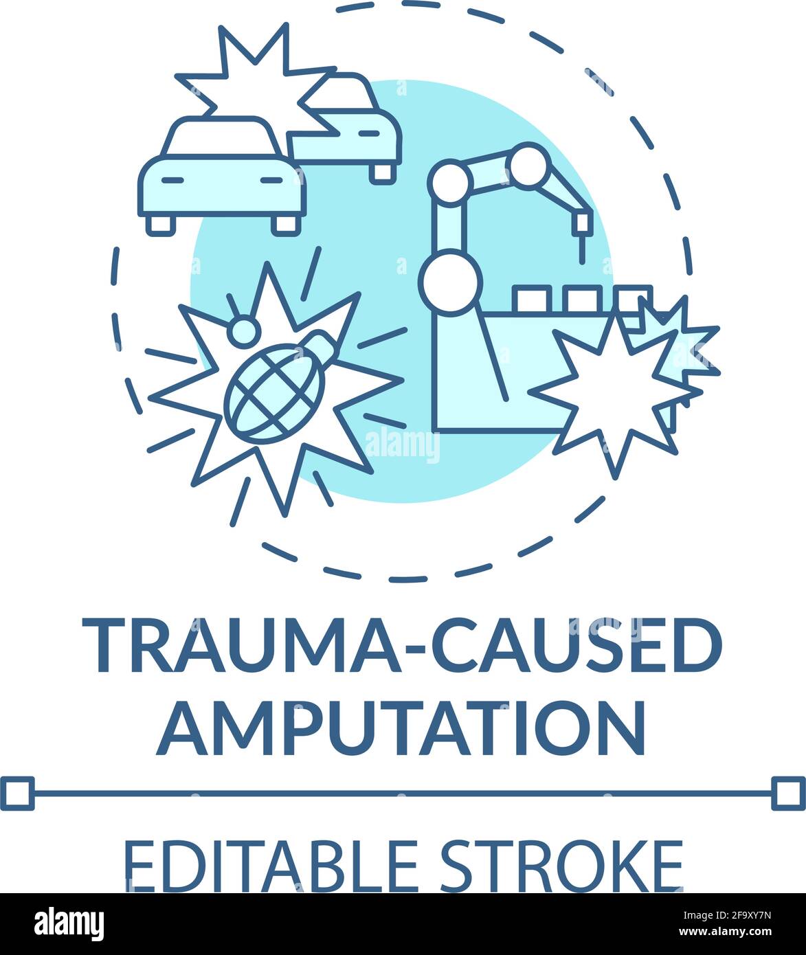 Trauma-caused amputation concept icon Stock Vector