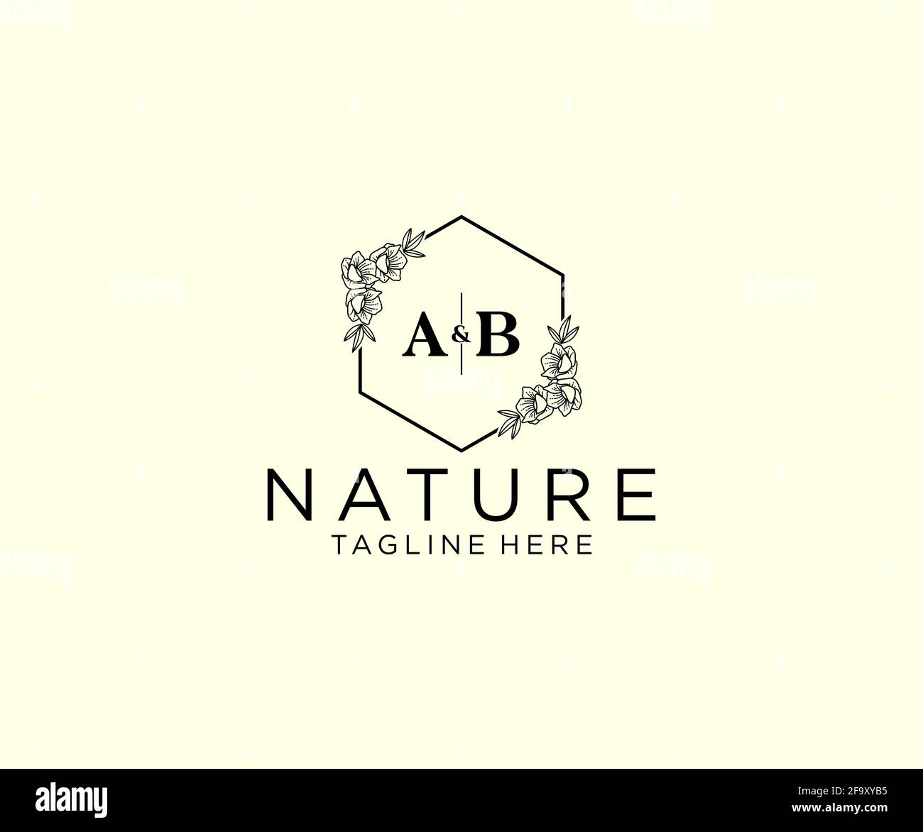 AB letters Botanical feminine logo template floral, editable premade ...