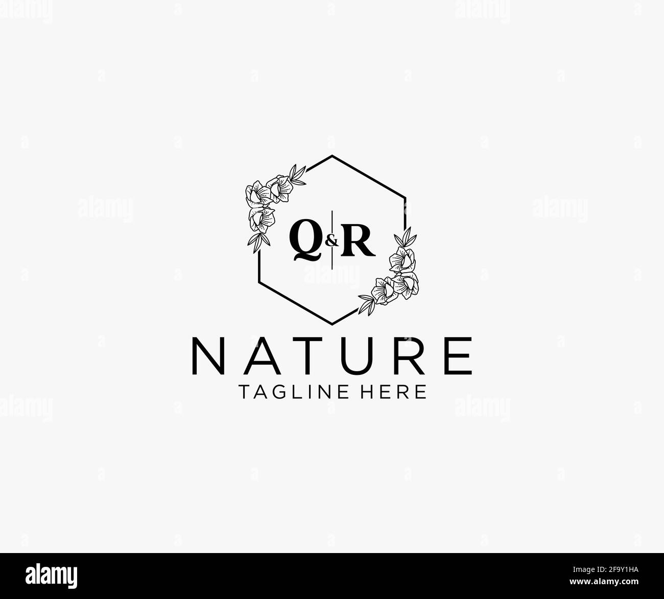 QR letters Botanical feminine logo template floral, editable premade ...