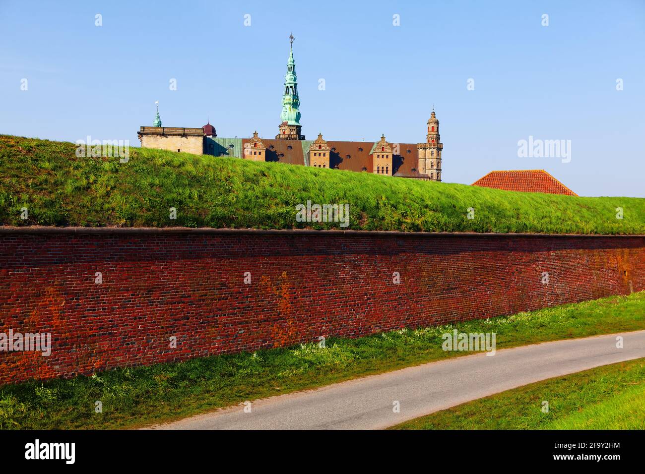 Kronborg Castle Fortification . Scandinavian medieval fort . Famous castle in Helsingor Denmark . UNESCO World Heritage Stock Photo