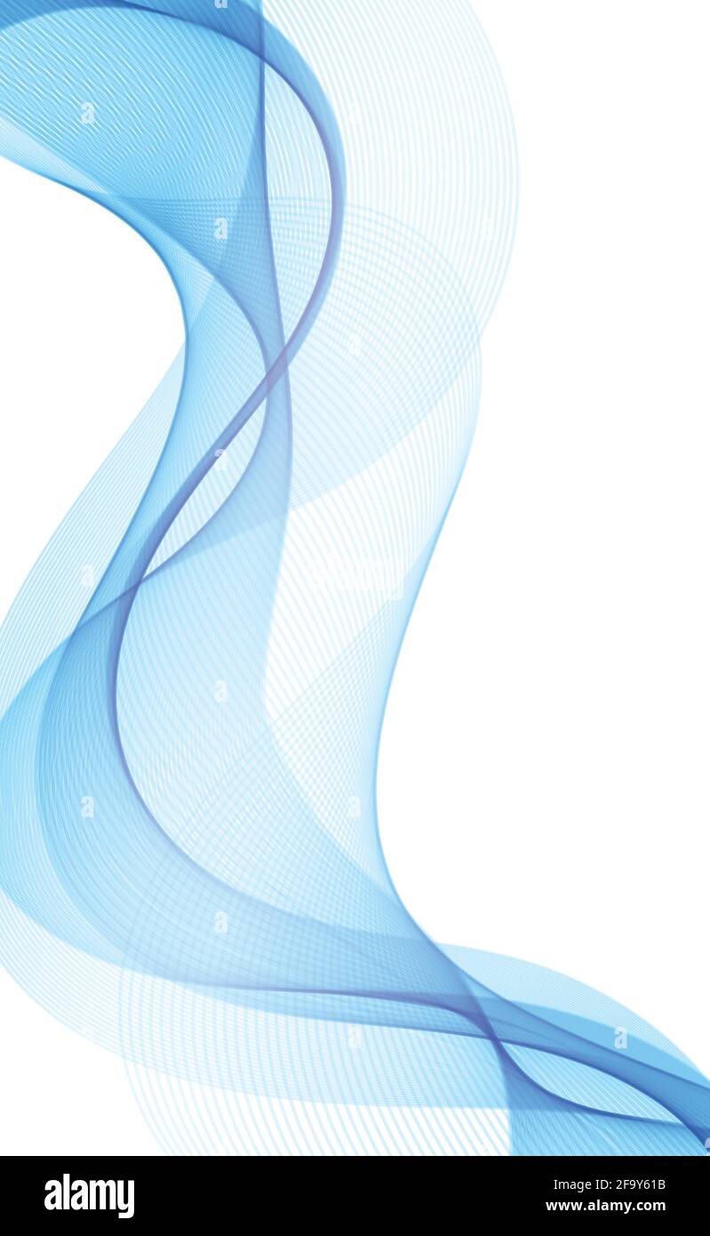 Abstract blue wavy lines on white background Vector illustration