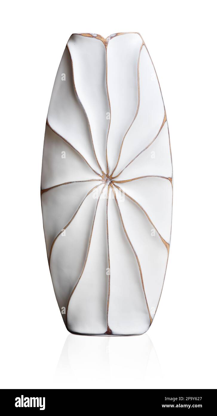 White oval vase with wavy lines Stock Photo Alamy