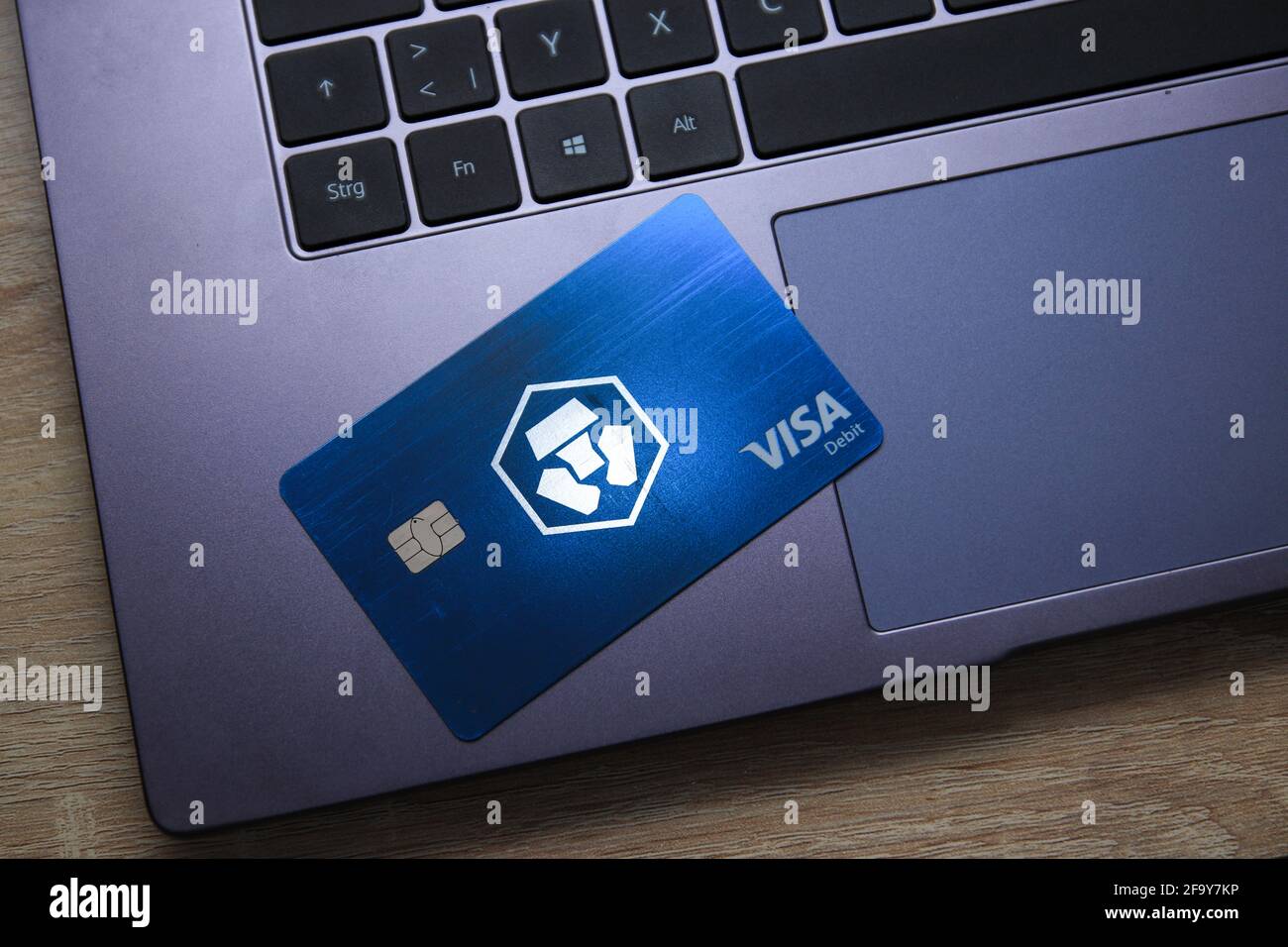 Berlin, Germany - April 21, 2021: Crypto.com Midnight Blue Visa card lying  on laptop. Crypto.com is a beginner-friendly crypto trading platform Stock  Photo - Alamy