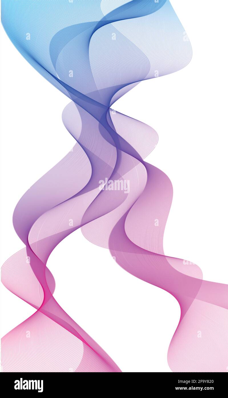 Abstract blue wavy lines on white background Vector illustration