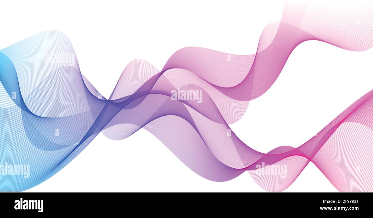 Abstract blue wavy lines on white background Vector illustration