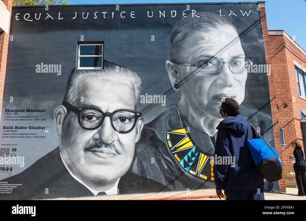 Equal Justice Under Law mural in Annapolis, MD Stock Photo