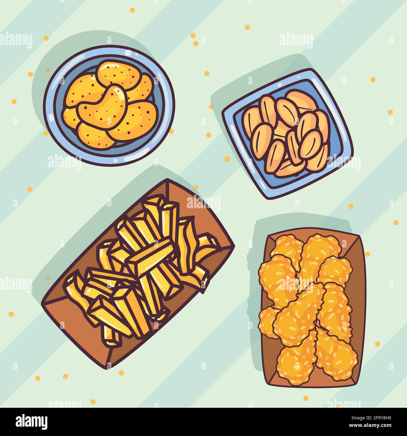 French fries chicken peanuts and potatoes Stock Vector Image & Art Alamy