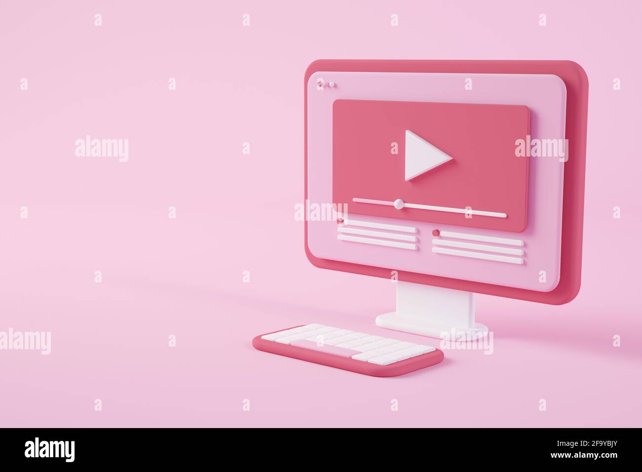 Minimal video streaming on computer concept 3d rendering Stock Photo