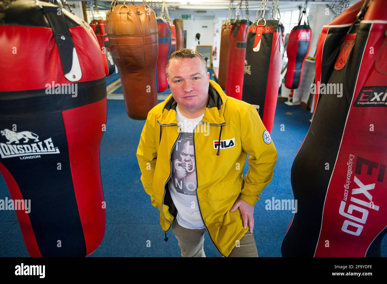 Stock picture 09/04/2018 of Bradley Welsh (Now deceased) at the Holyrood Boxing Gym, Duddingston, Edinburgh. Welsh was murdered at his home in 2019. Stock Photo