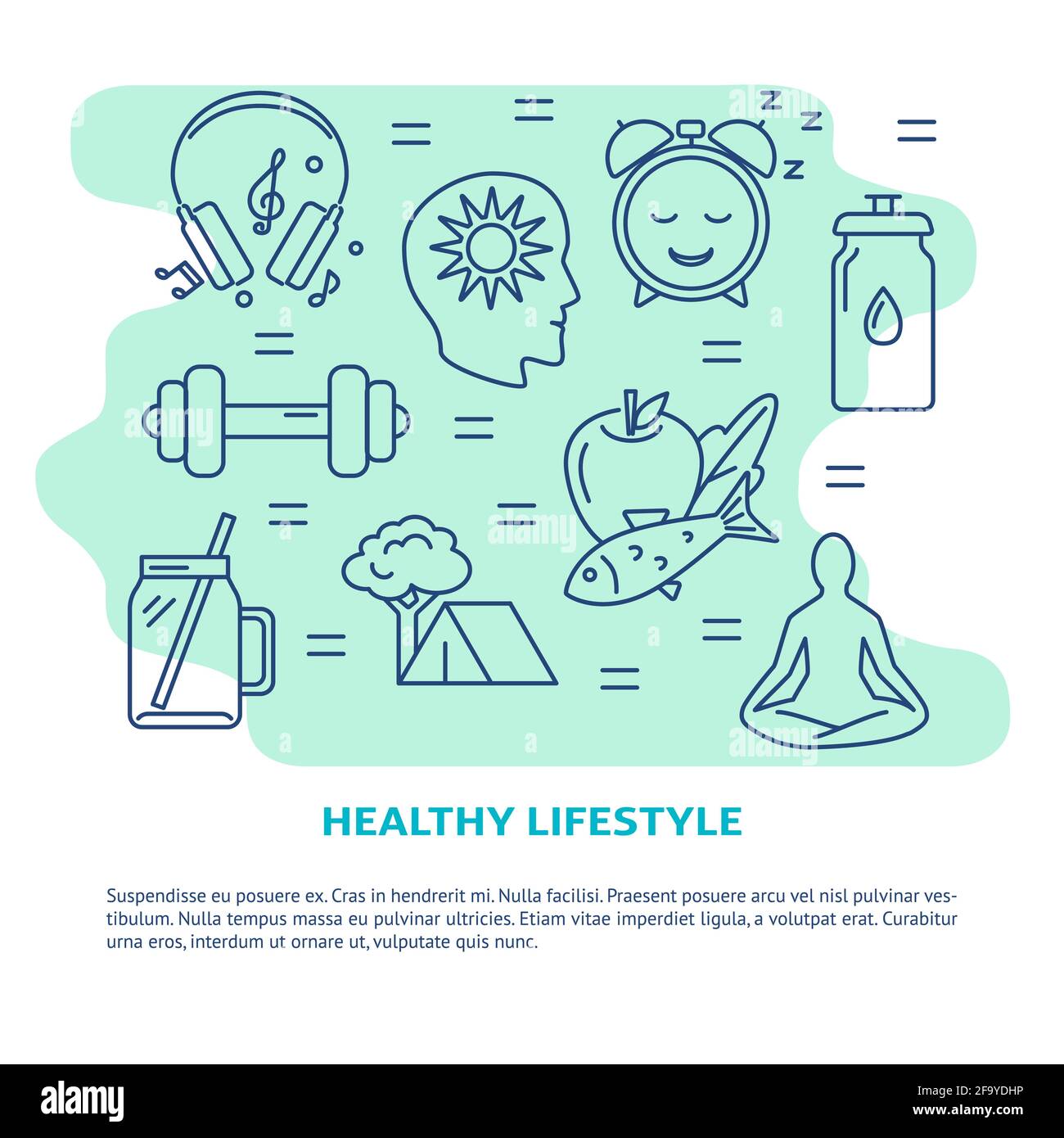 Healthy lifestyle concept banner with icons in line style. Health  improvement theme poster with place for text. Vector illustration Stock  Vector Image & Art - Alamy