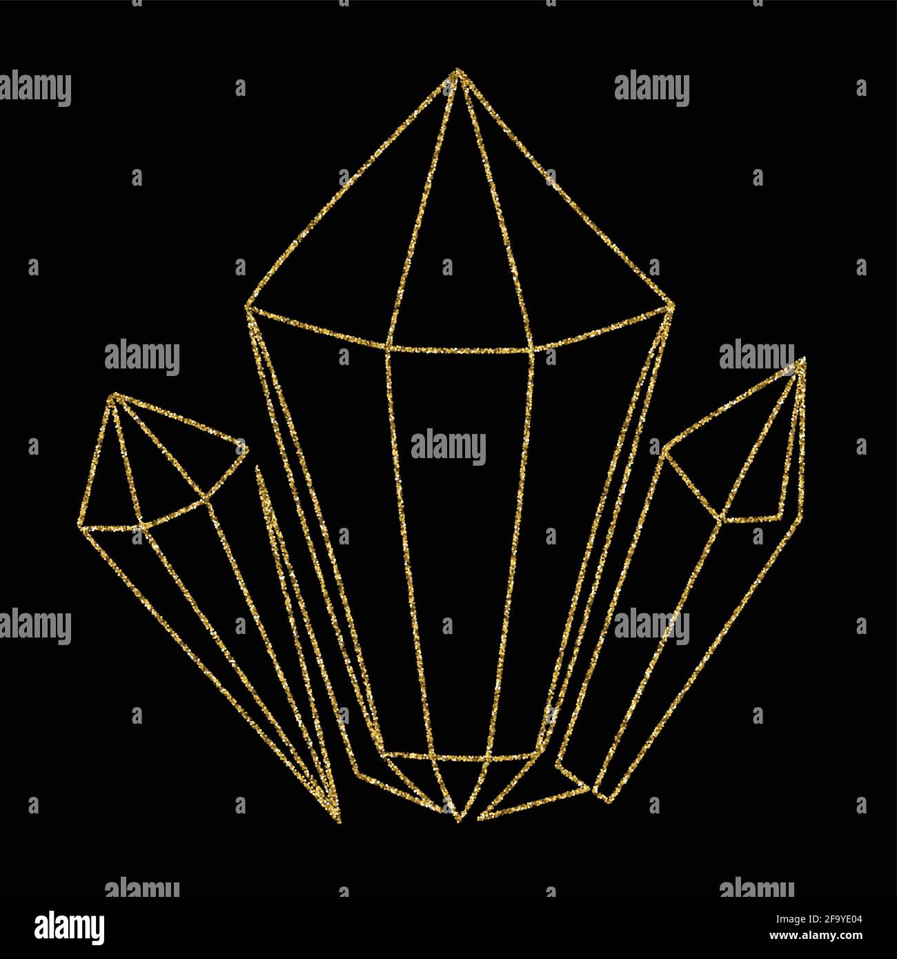 Beautiful golden diamonds in line art style. Stock Vector