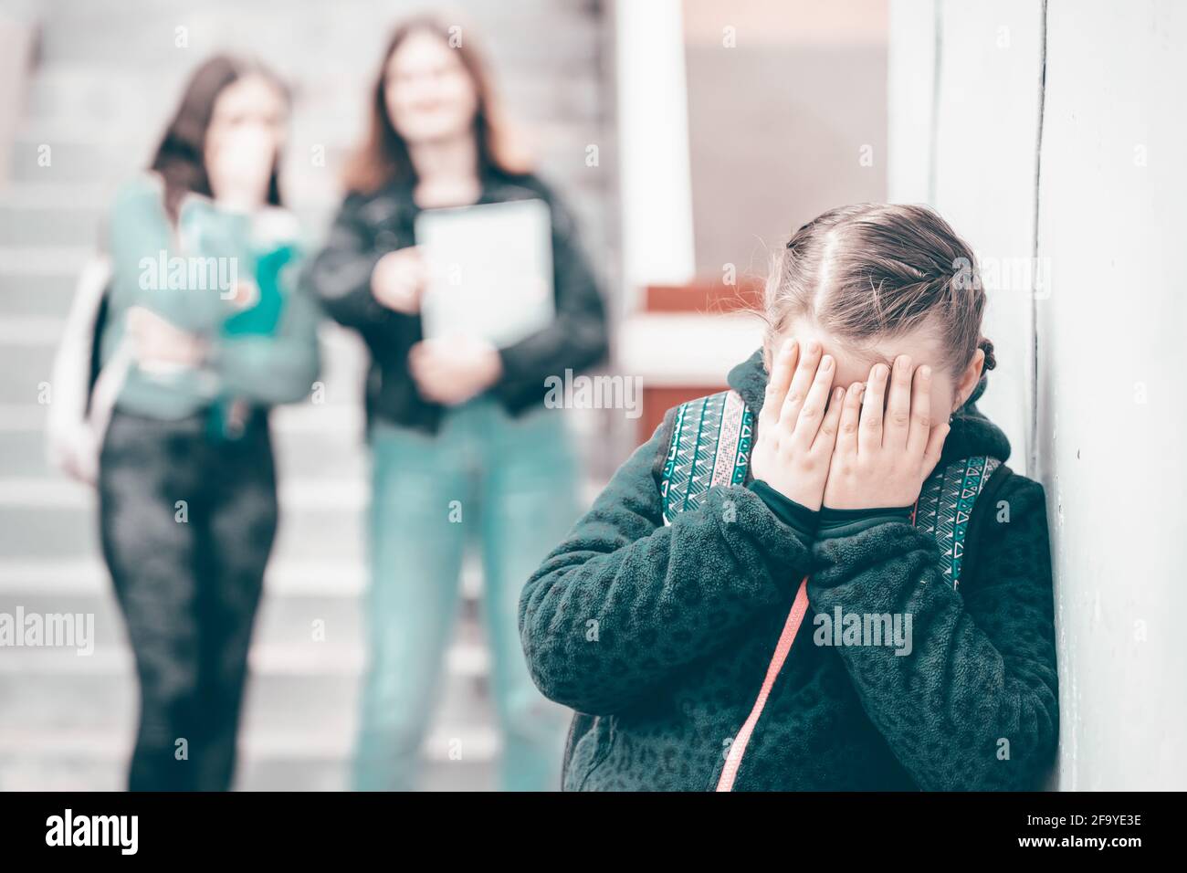 Girl being bullied at the school. Educational school isolation and ...