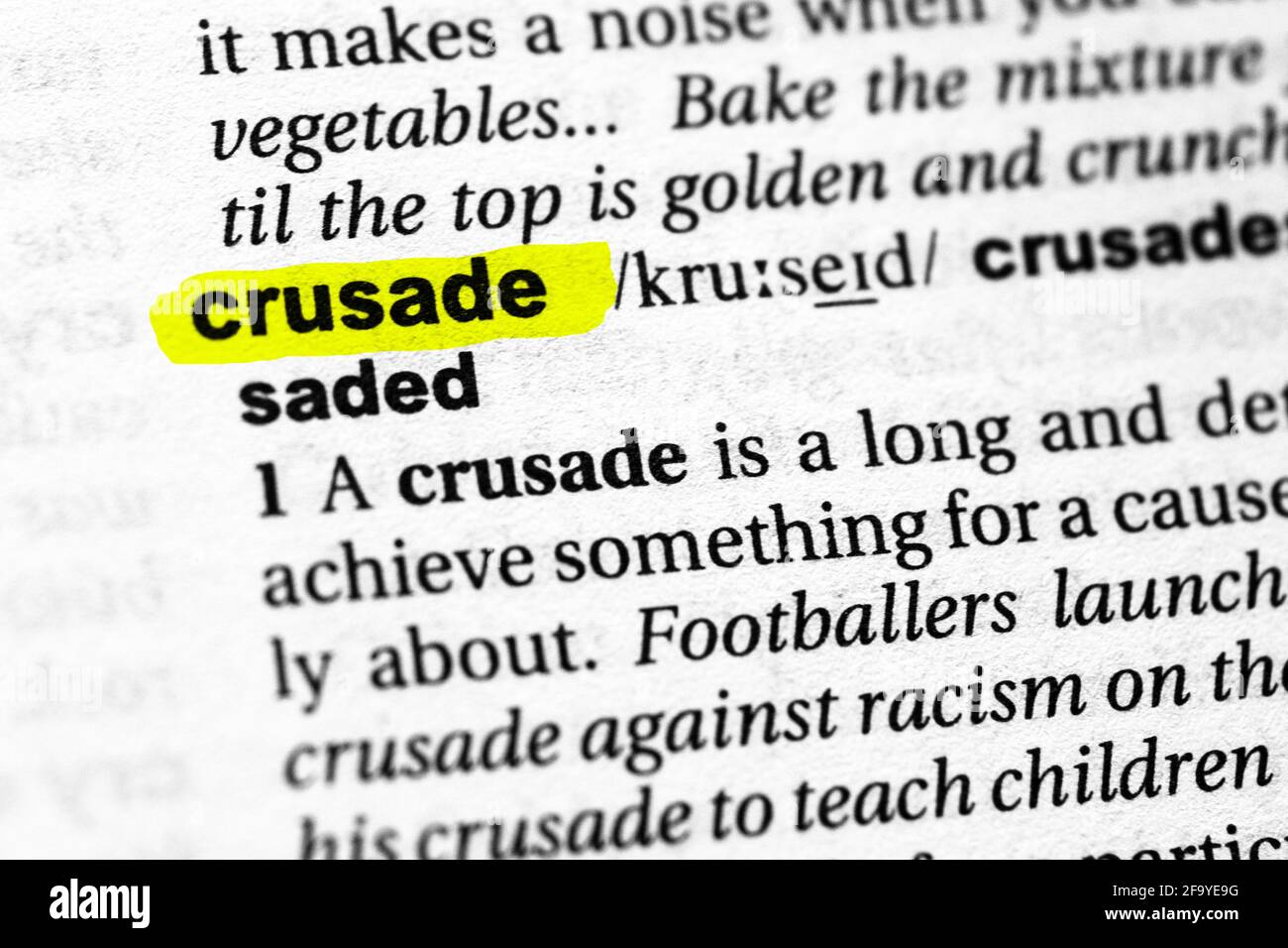 Highlighted word crusade concept and meaning Stock Photo Alamy