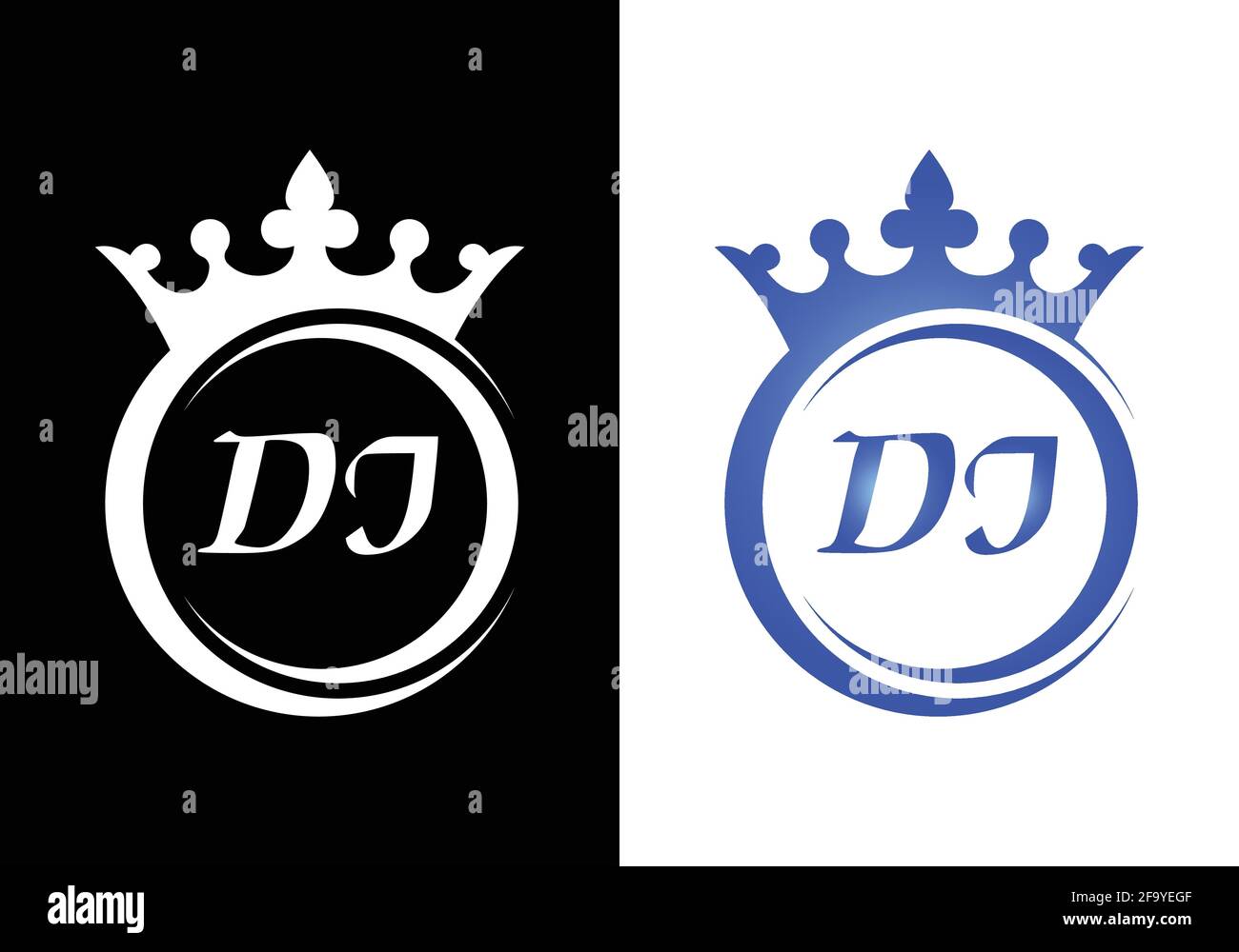 king crown letter alphabet D J for company logo icon design. Stock Vector