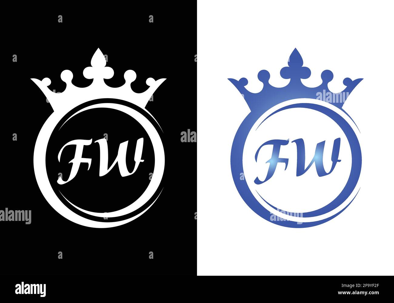 king crown letter alphabet F W for company logo icon design Stock ...
