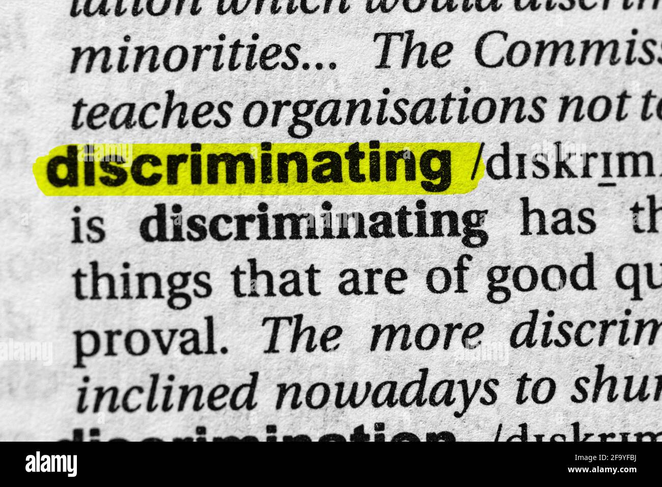 Highlighted word discriminating concept and meaning Stock Photo Alamy