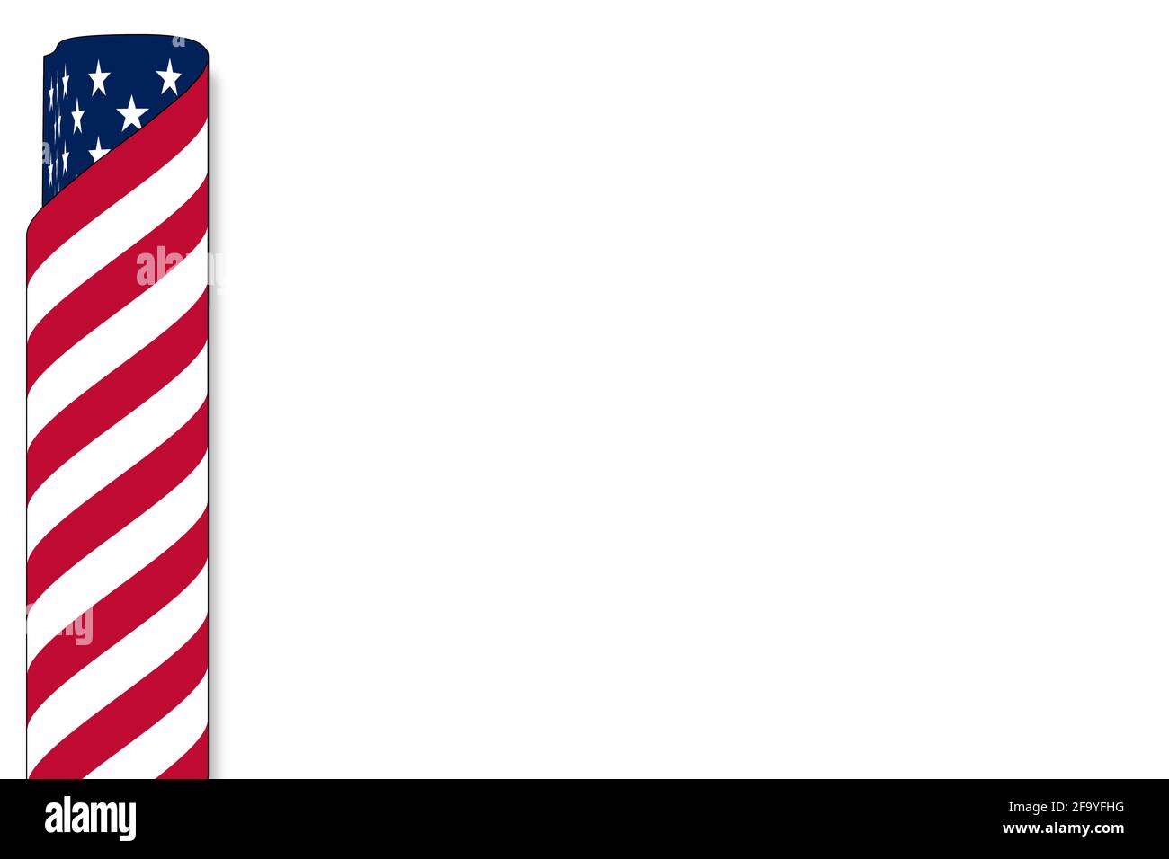 rolled up side bar american flag presentation slide card illustration graphic Stock Photo
