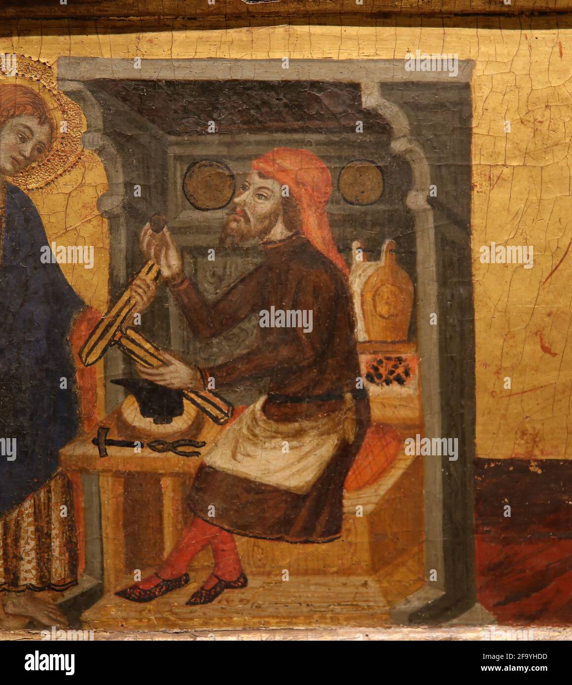 Altarpiece of Saints John. 14th century. Artist: Master of st. Coloma de Queralt. The Golden Legend. From chapel of St. Coloma de Queralt, Catalonia. Stock Photo