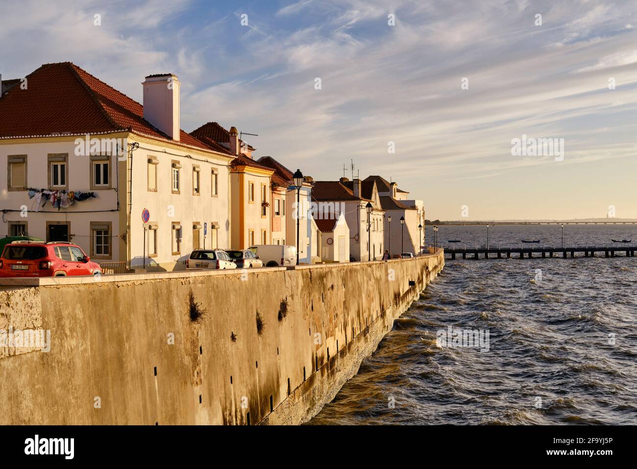 The traditional fishing village of Alcochete, spreading along the river