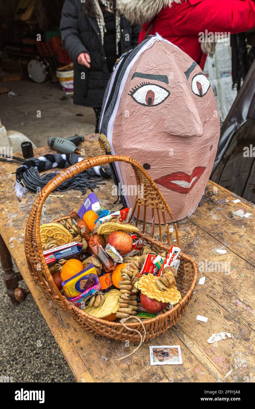 Final preparations of the Pupa, a wooden and iron papier-mâché puppet, which will be burned at the end of the feast of Sant'Antonio Abate.Abruzzo Stock Photo
