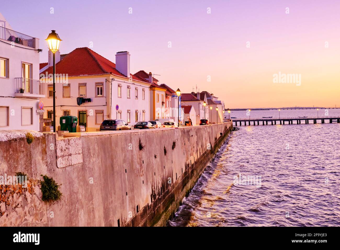 The traditional fishing village of Alcochete, spreading along the river