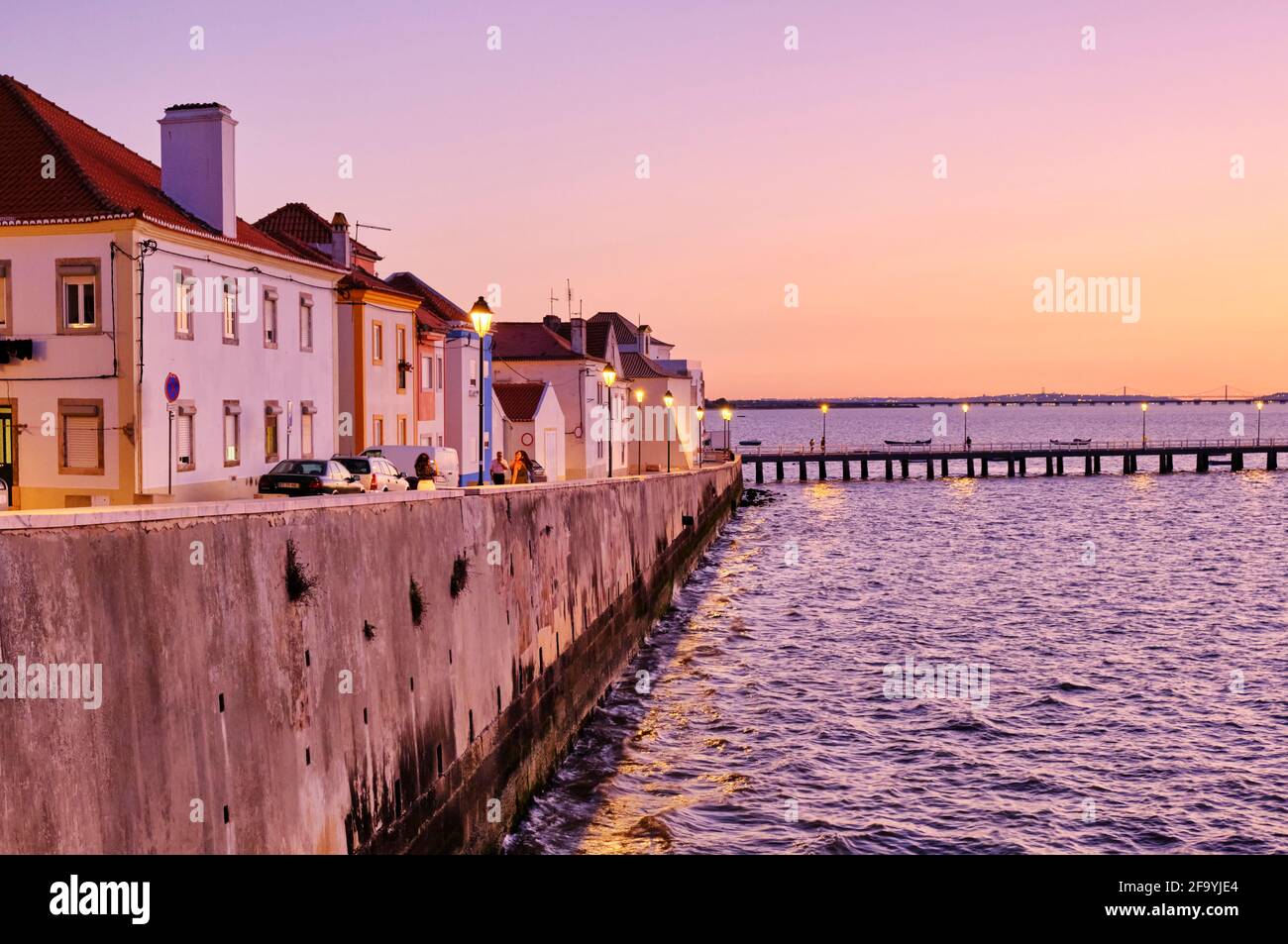 The traditional fishing village of Alcochete, spreading along the river