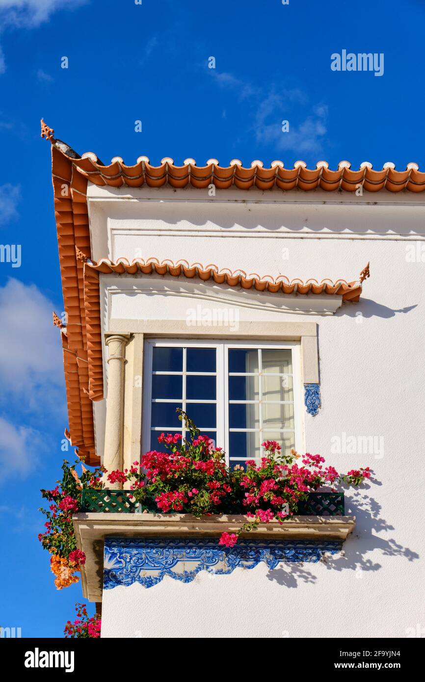 Windows of a traditional house. Alcochete, Portugal Stock Photo