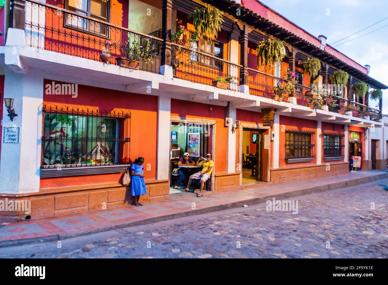 COPAN RUINAS, HONDURAS - APRIL 11, 2016: Cobbled streets in Copan Ruinas village Stock Photo