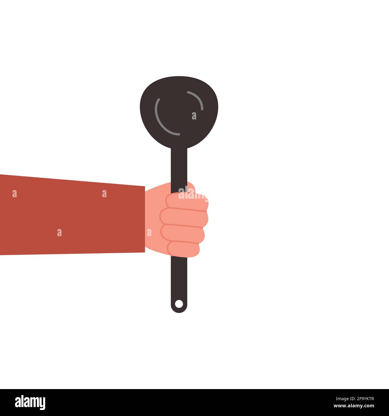 Ladle in hand, vector illustration on white background Stock Vector ...