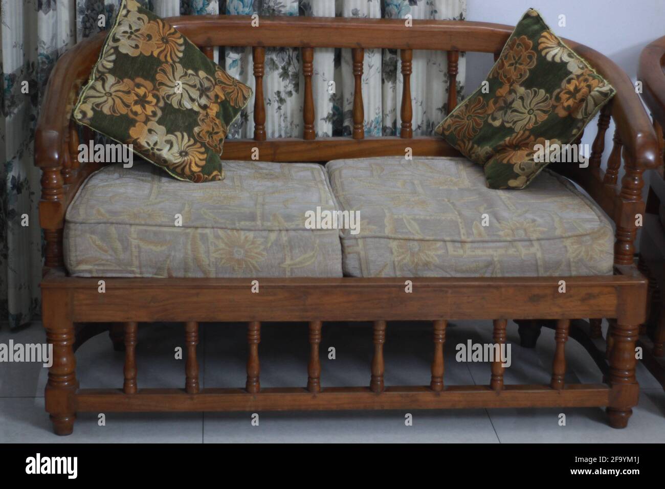 The beautiful old sofa in the room. Stock Photo
