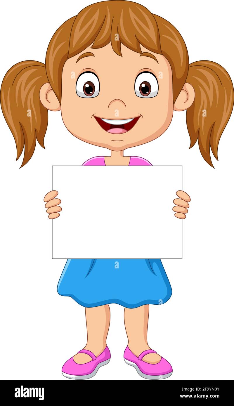 Cartoon girl holding blank paper Stock Vector Image & Art - Alamy