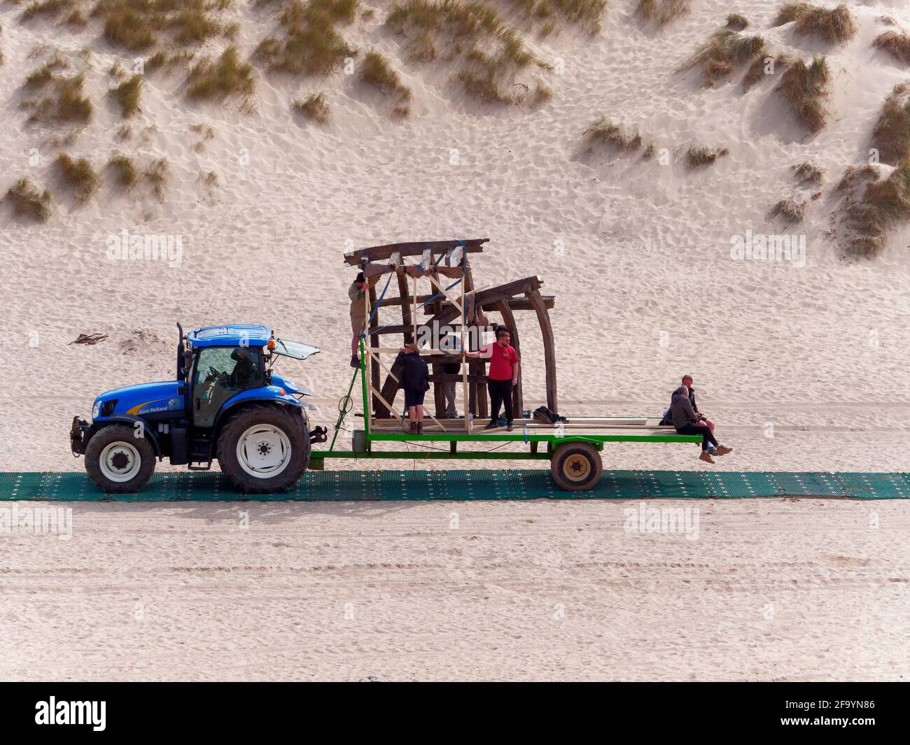 Film set building for House of Dragon at holywell Bay Cornwall UK Stock Photo