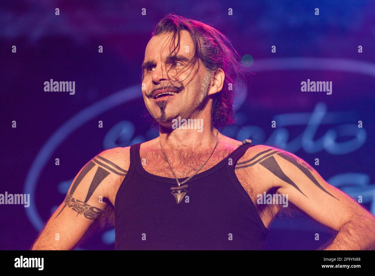 Italian Singer, Piero Pelù and his band performs at 1th may concert, Rome 2014 Stock Photo