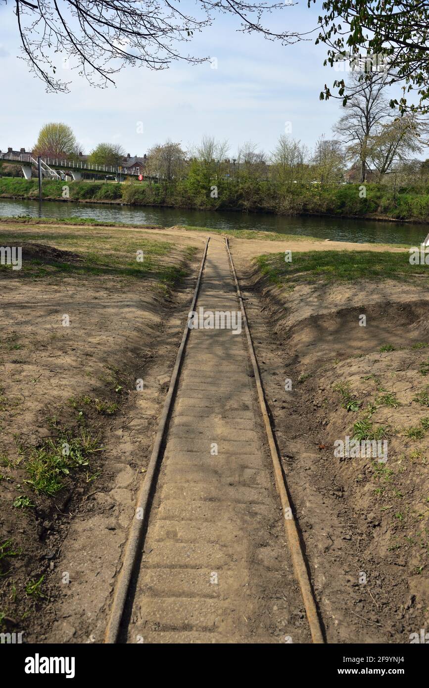 Military Narrow Gauge Railway, New Walk, next to the river Ouse, York, North Yorkshire Stock Photo