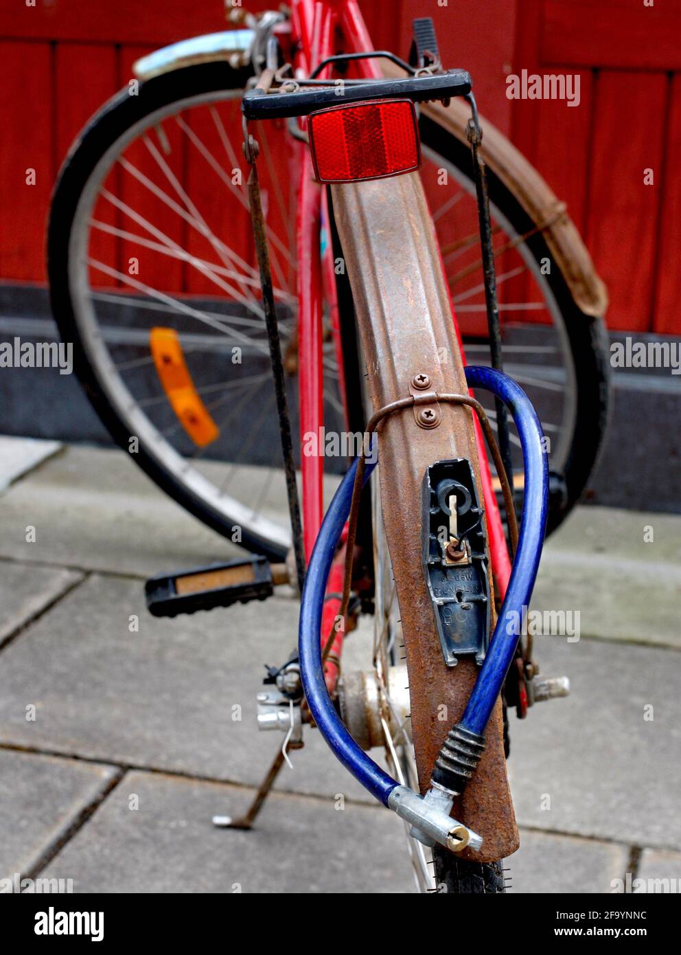 Bicycle lock on an old bicycle Stock Photo Alamy