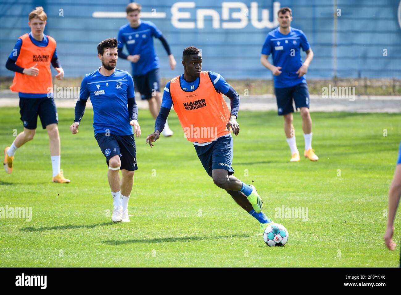 Karlsruhe, Deutschland. 21st Apr, 2021. Babacar Gueye (KSC) on the ball. GES/Football/2. Bundesliga: Karlsruher SC - afterwithtags training, April 21, 2021 Football/Soccer: 2. Bundesliga: KSC Training, Karlsruhe, April 21, 2021 | usage worldwide Credit: dpa/Alamy Live News Stock Photo